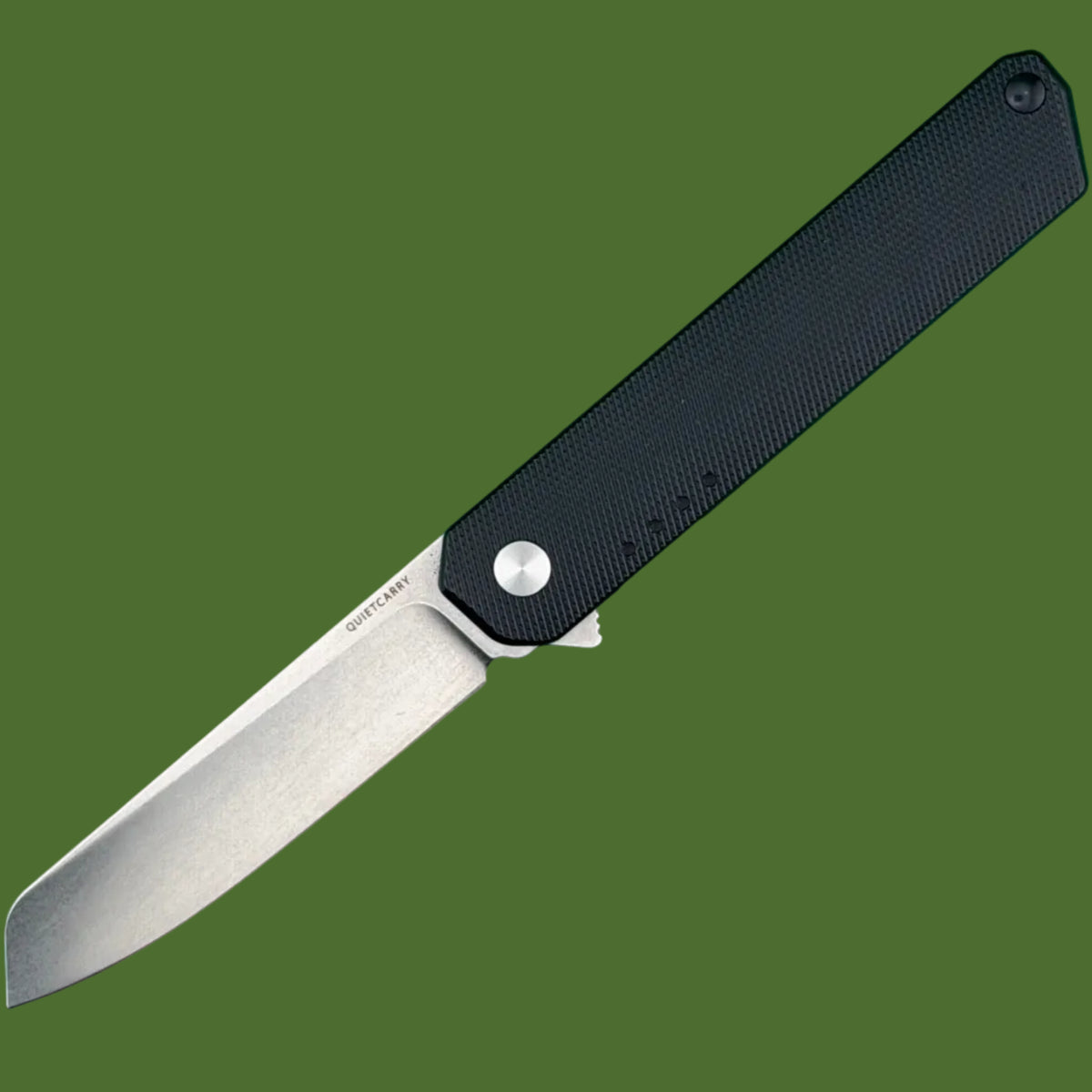 *Pre-Owned* Quiet Carry Large iQ Black Knurled Titanium Stonewash Blade