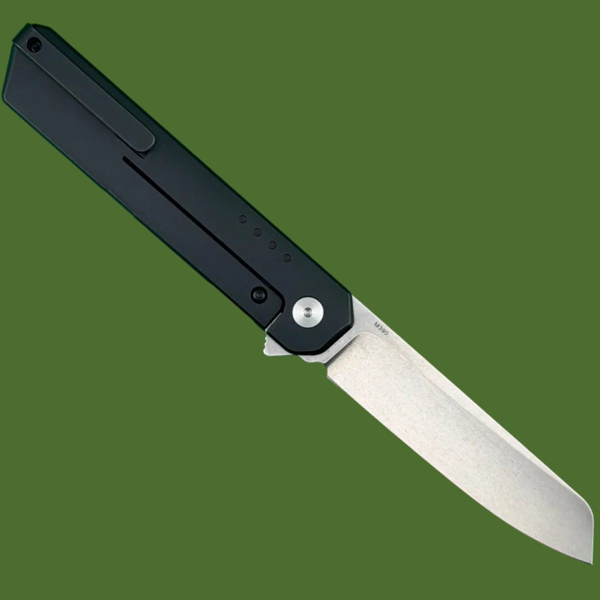 *Pre-Owned* Quiet Carry Large iQ Black Knurled Titanium Stonewash Blade