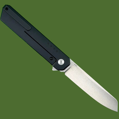 *Pre-Owned* Quiet Carry Large iQ Black Knurled Titanium Stonewash Blade