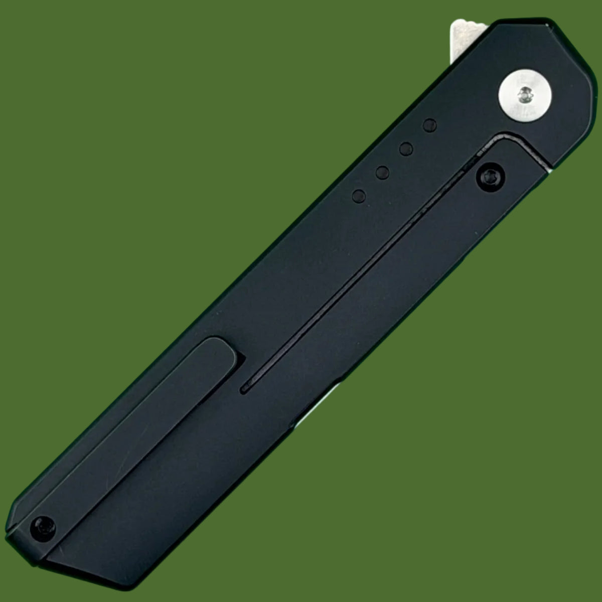 *Pre-Owned* Quiet Carry Large iQ Black Knurled Titanium Stonewash Blade