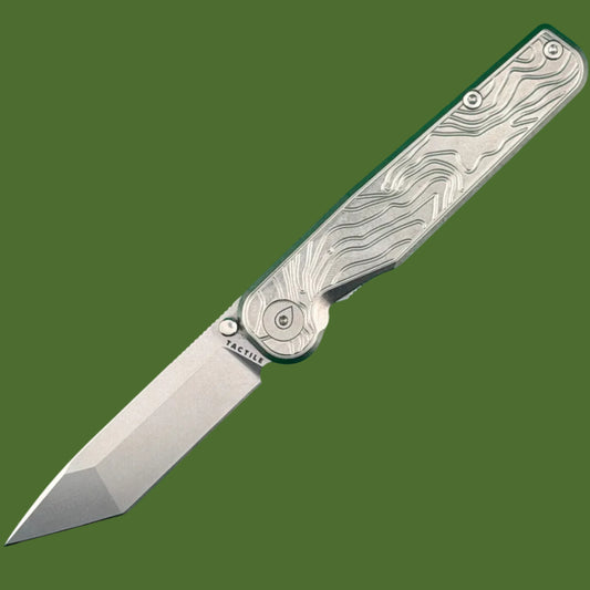 *Pre-Owned* Tactile Rockwall Linerlock Tanto Topo Pattern Titanium