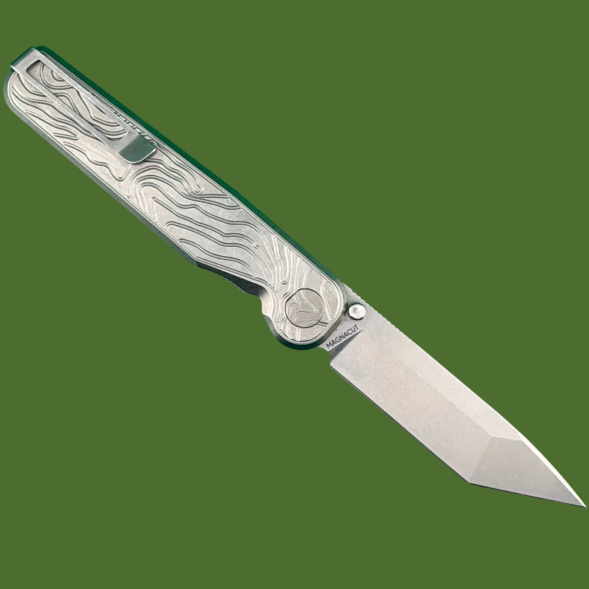*Pre-Owned* Tactile Rockwall Linerlock Tanto Topo Pattern Titanium