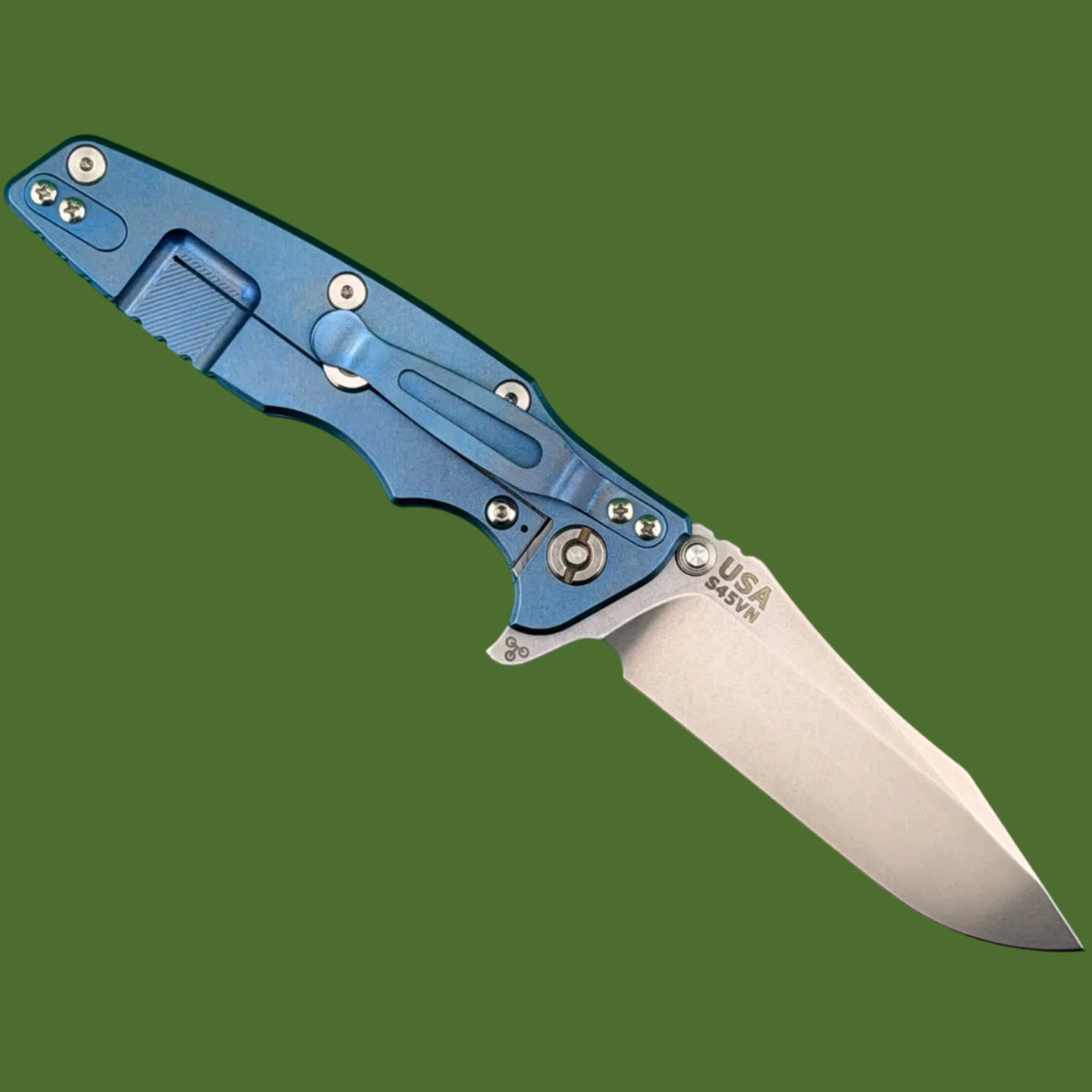 Hinderer Eklipse 3.5” Spearpoint Stonewash Blue Titanium Blue/Black G-10