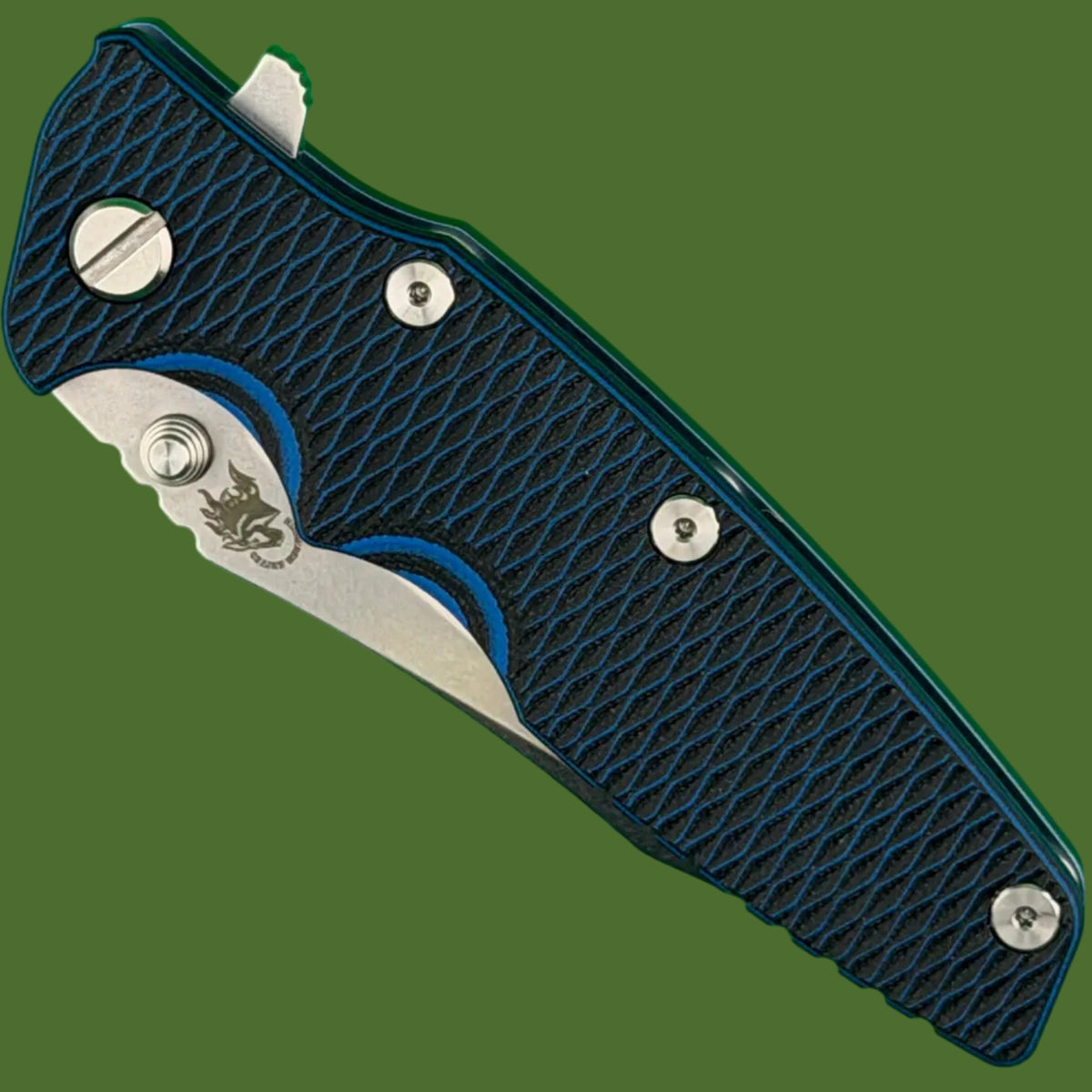 Hinderer Eklipse 3.5” Spearpoint Stonewash Blue Titanium Blue/Black G-10