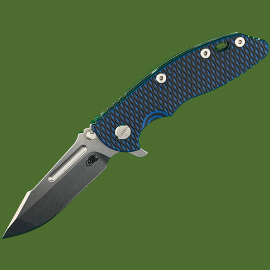 *Pre-Owned* Hinderer XM-18 3.25” Fullered Harpoon Spanto Magnacut Stonewash Blue/Black G-10