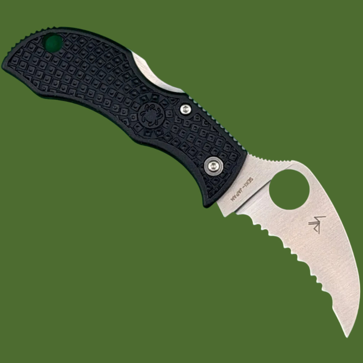 Spyderco Manbug Hawkbill Lockback Full Serrated Black MBKHBS