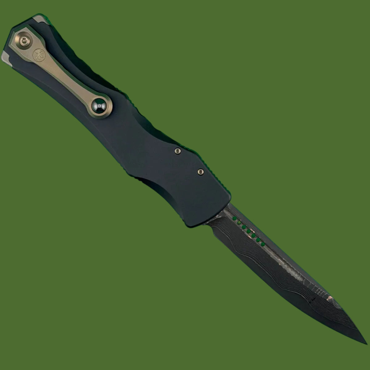Microtech HALO IV Clip Point Marfione Select Coppermai Damascus Bronze Hardware 1150-16MS1
