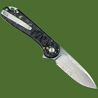 Civivi Elementum II Button Lock Gold Shred Carbon Fiber Damascus