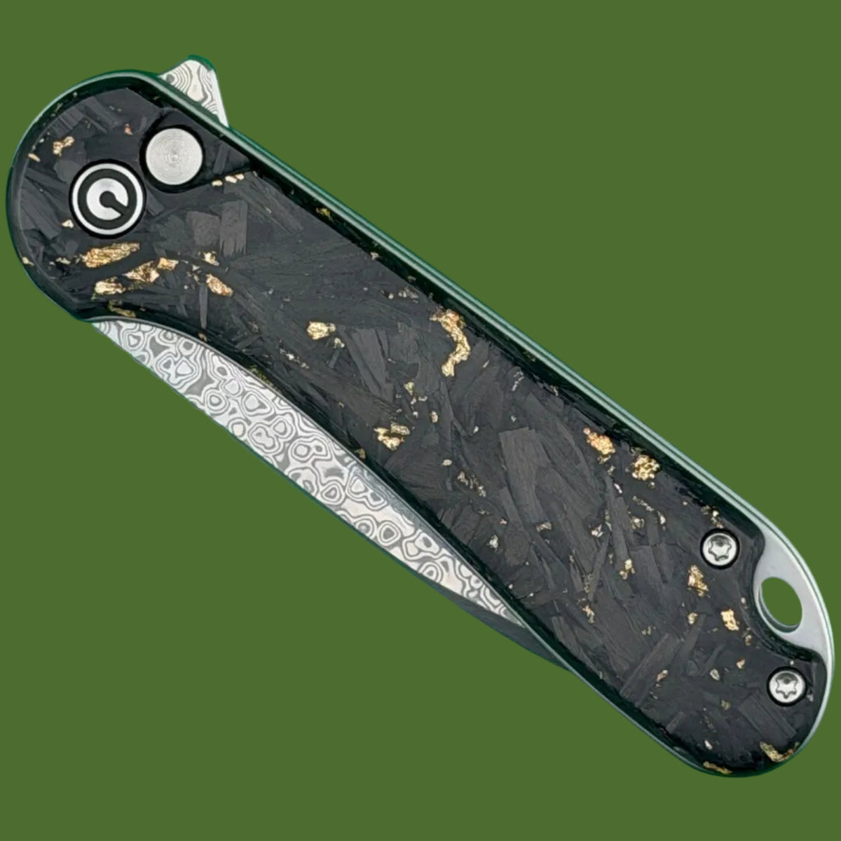 Civivi Elementum II Button Lock Gold Shred Carbon Fiber Damascus