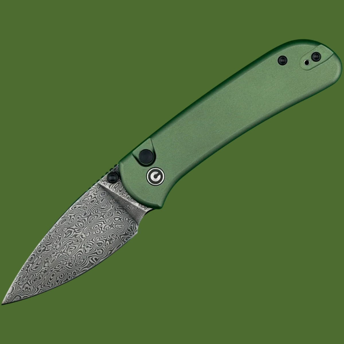 Civivi Qubit Button Lock Damascus Green Aluminum
