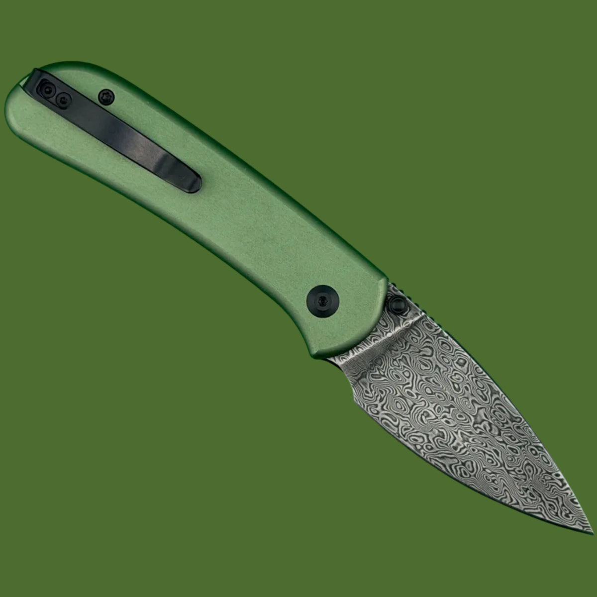 Civivi Qubit Button Lock Damascus Green Aluminum