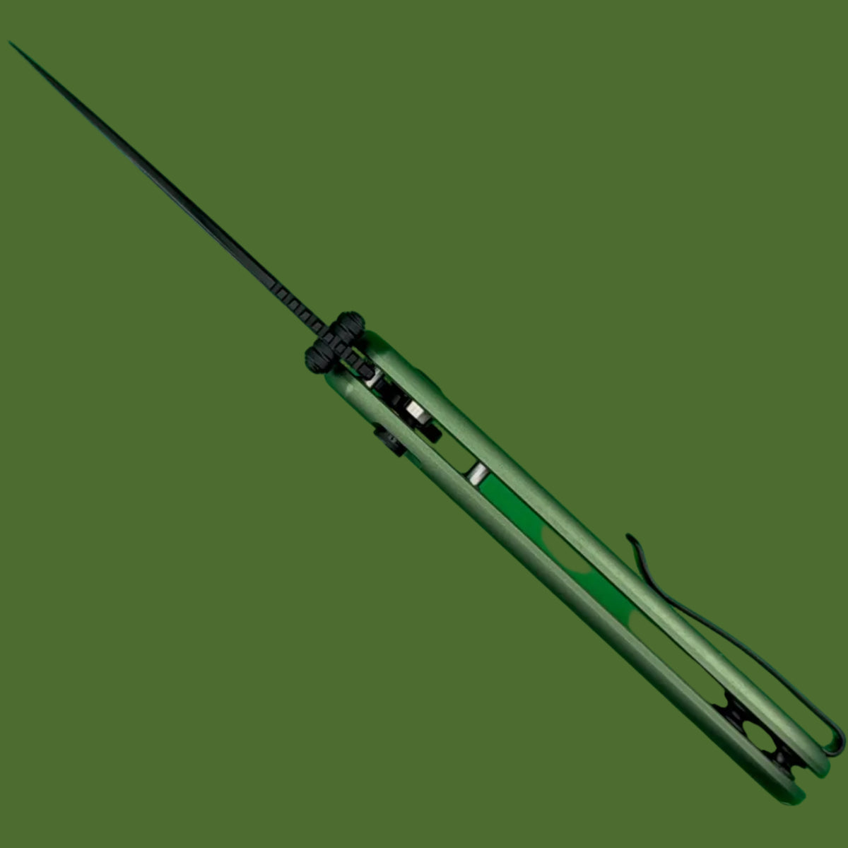 Civivi Qubit Button Lock Damascus Green Aluminum