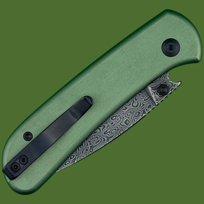 Civivi Qubit Button Lock Damascus Green Aluminum