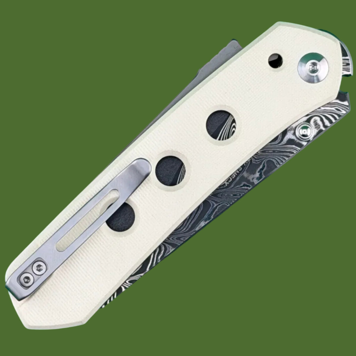 Civivi Vision FG Superlock Damascus Ivory G-10