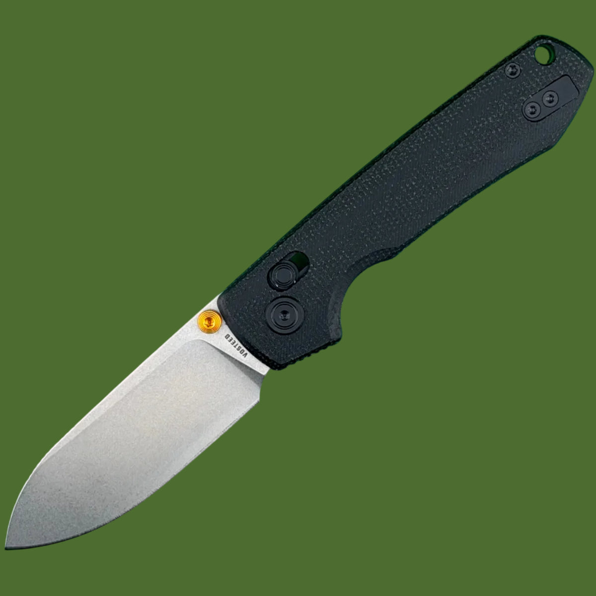 Vosteed Raccoon ModSwap Crossbar Lock (Black Micarta/Stonewash Blade)