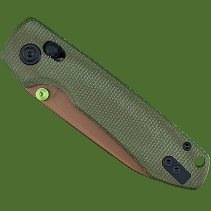 Vosteed Raccoon ModSwap Crossbar Lock (Green Micarta, Copper Dune Blade)