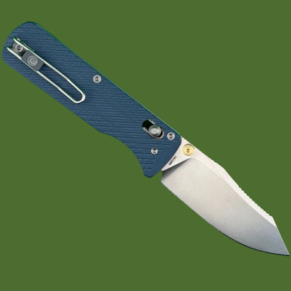 Vosteed Vombat Reverse Tanto Crossbar Lock (Blue G-10, Satin Blade)