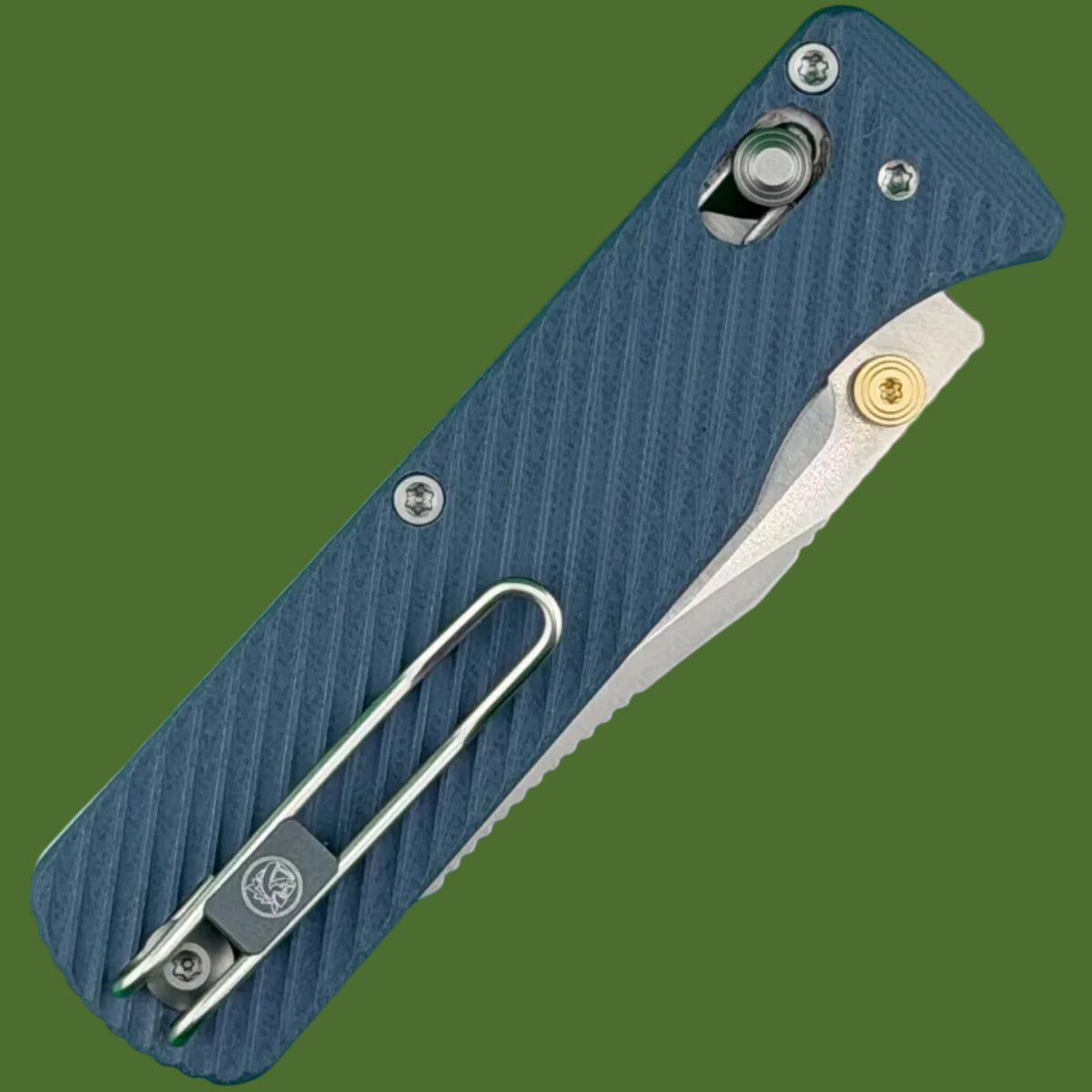 Vosteed Vombat Reverse Tanto Crossbar Lock (Blue G-10, Satin Blade)