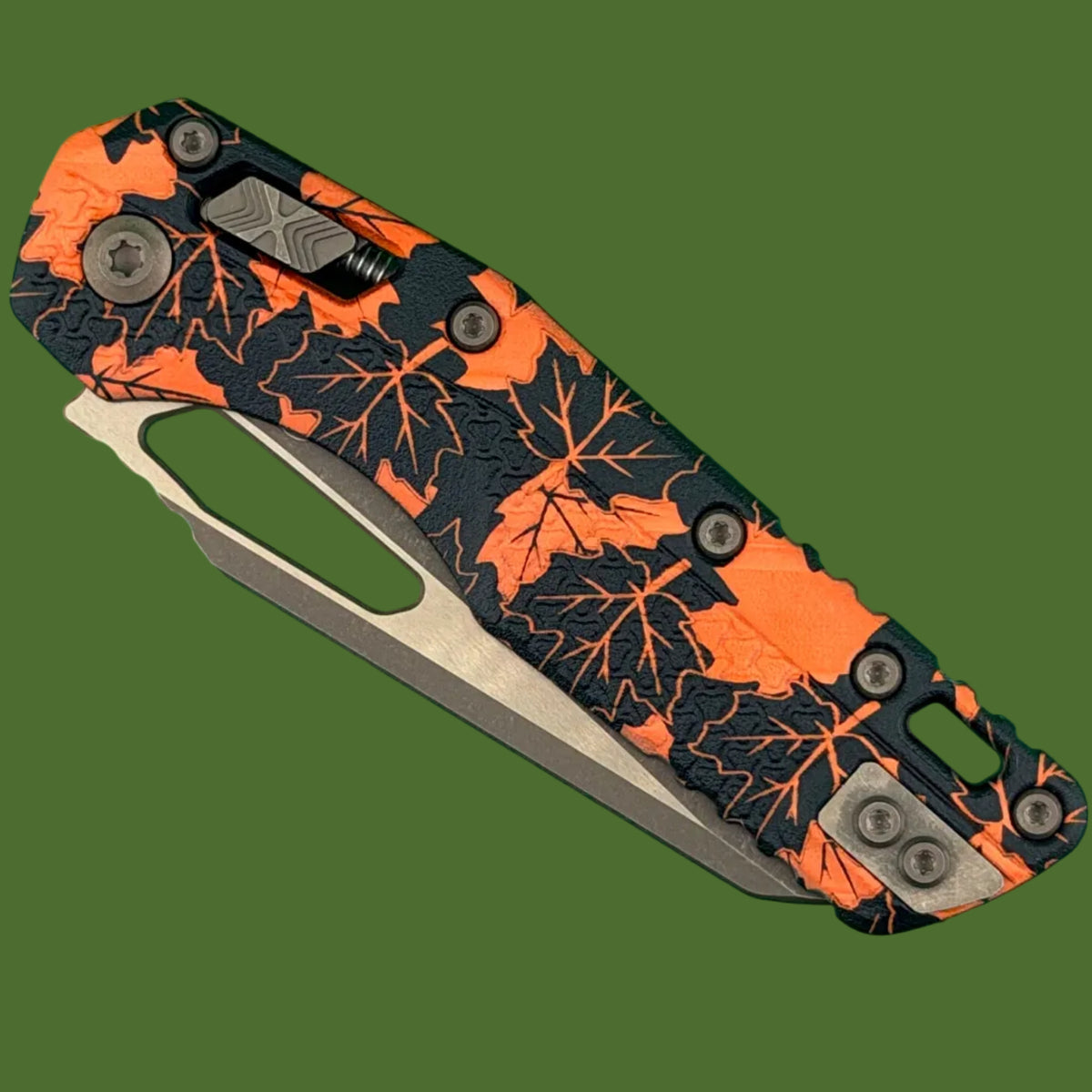 Microtech MSI S/E Tri-Grip Polymer Orange Leaves Bronzed Apocalyptic Standard 210T-13APPMOL