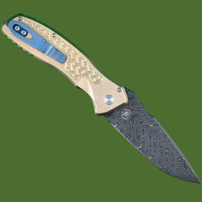 Protech 2026 Pallas Custom 004 Auto (AlBronze Handle, Boomerang Damascus Blade)