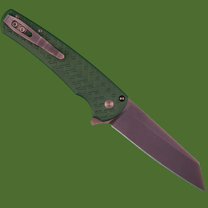 Protech Malibu Button Lock Blade Show West Limited Edition (Green Tread Aluminum, Copper Rose PVD Blade)