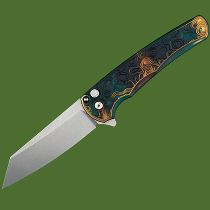 Protech Malibu Button Lock Topographic Shipwreck Reverse Tanto 5405TOPO-SHIPWRECK