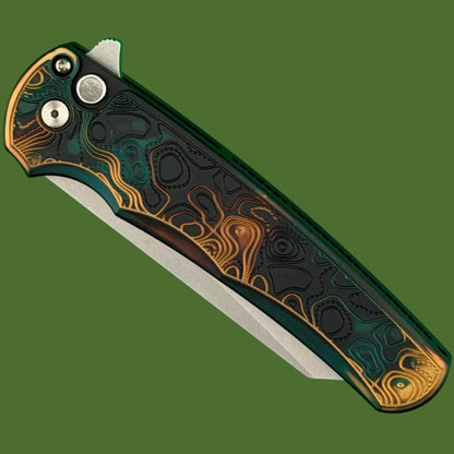 Protech Malibu Button Lock Topographic Shipwreck Reverse Tanto 5405TOPO-SHIPWRECK