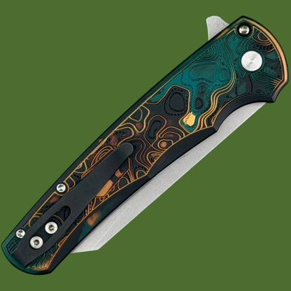 Protech Malibu Button Lock Topographic Shipwreck Reverse Tanto 5405TOPO-SHIPWRECK