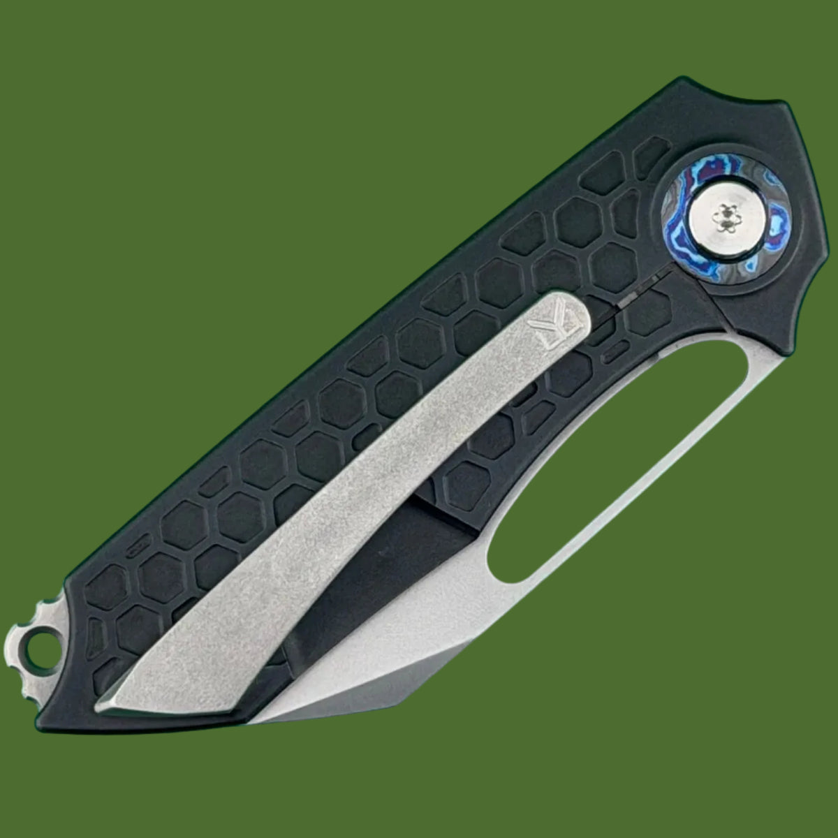 *Pre-Owned* Eutsler Mini Neutralizer Framelock Black Titanium Timascus Pivot Collars