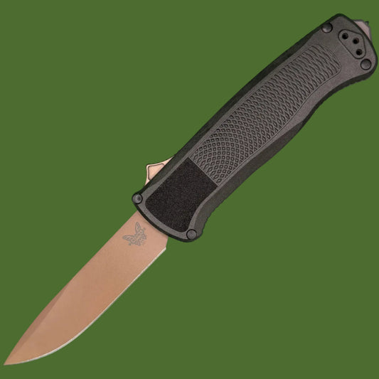 Benchmade Shootout Drop Point OTF (Tan Blade, Black Handle) 5371FE