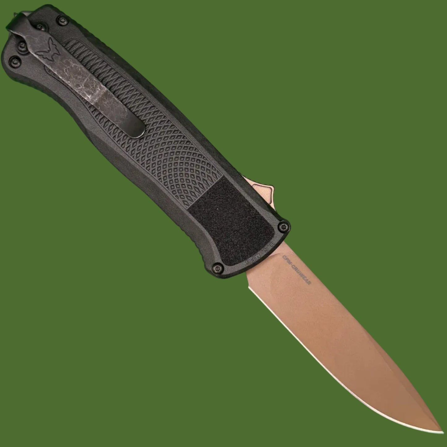Benchmade Shootout Drop Point OTF (Tan Blade, Black Handle) 5371FE