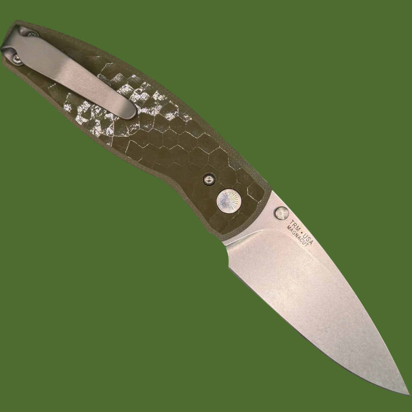 TRM Neutron 2 Linerlock OD Green Turtle Shell Flat G-10