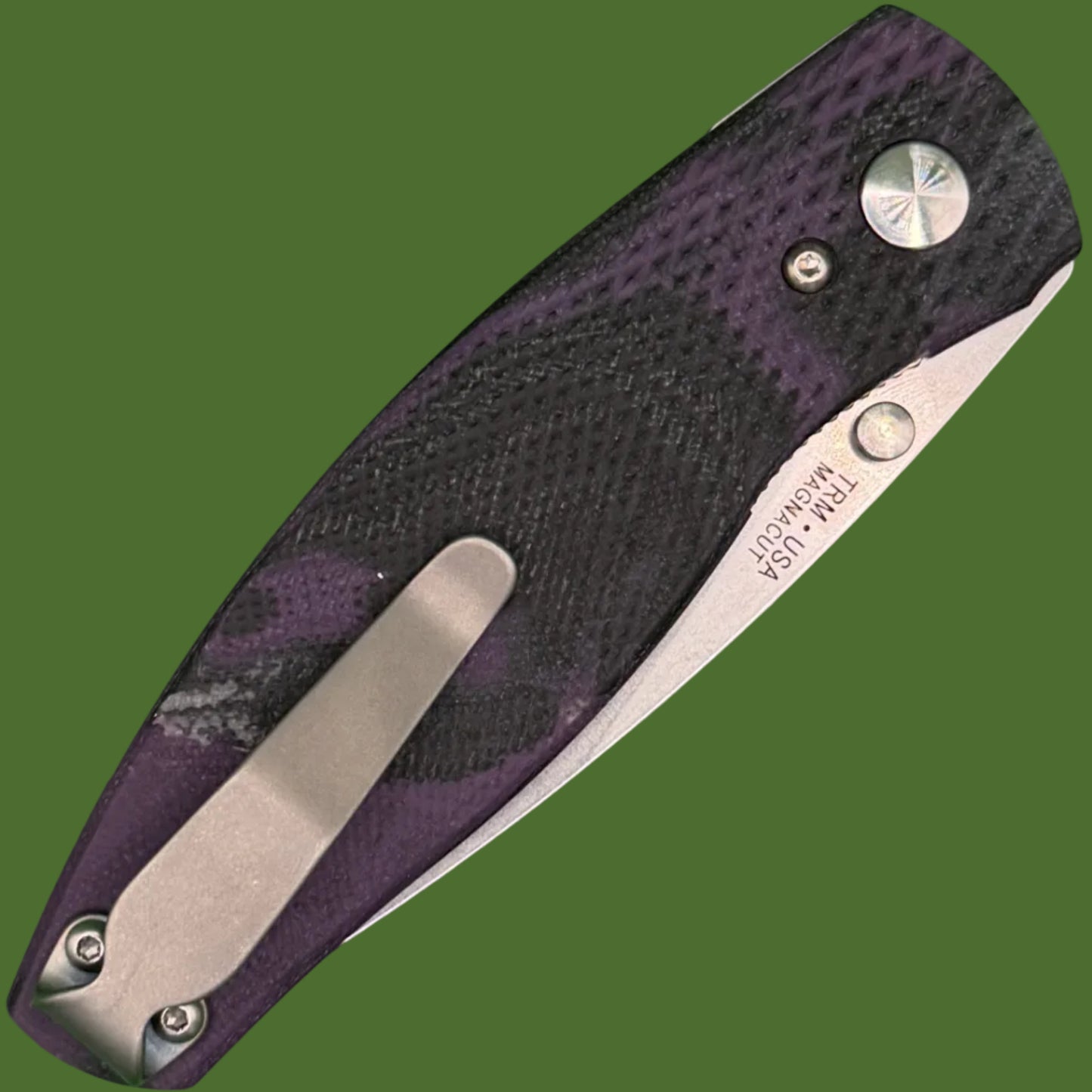 TRM Neutron 2 Linerlock 3D Concord Grape Burl Lizard Skin G-10