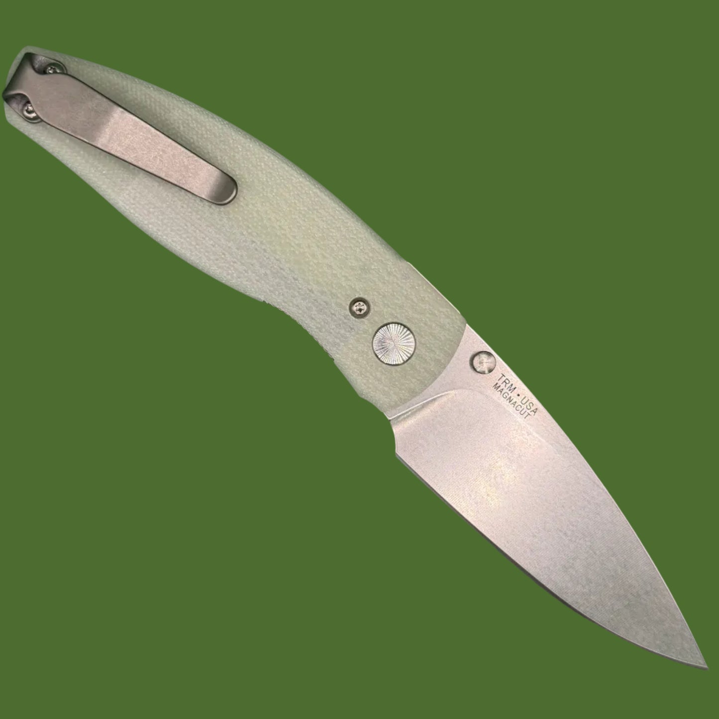 TRM Neutron 2 Linerlock Lizard Skin Jade G-10