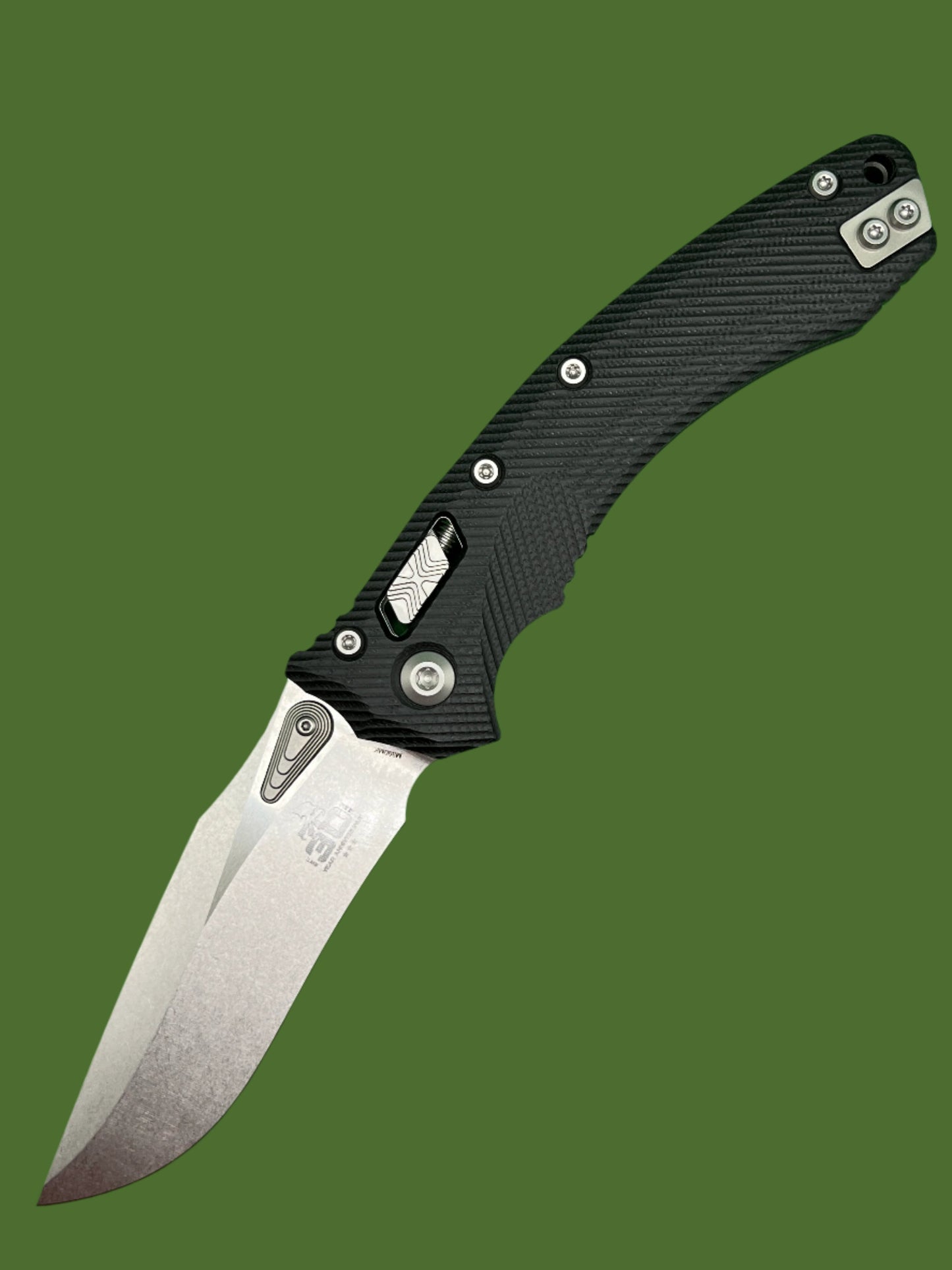 Microtech Amphibian Ram-Lok S/E 30th Anniversary Fluted G-10 Black Stonewash Standard