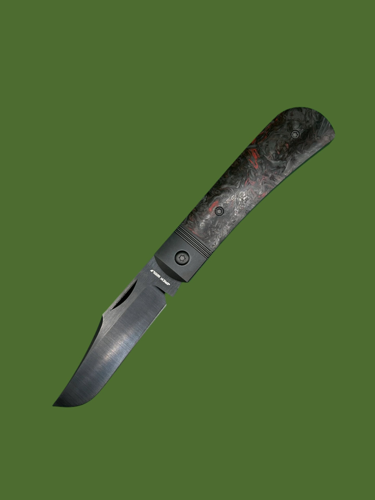 Jack Wolf Knives Benny’s Clip Slip Joint Red Dark Matter CF