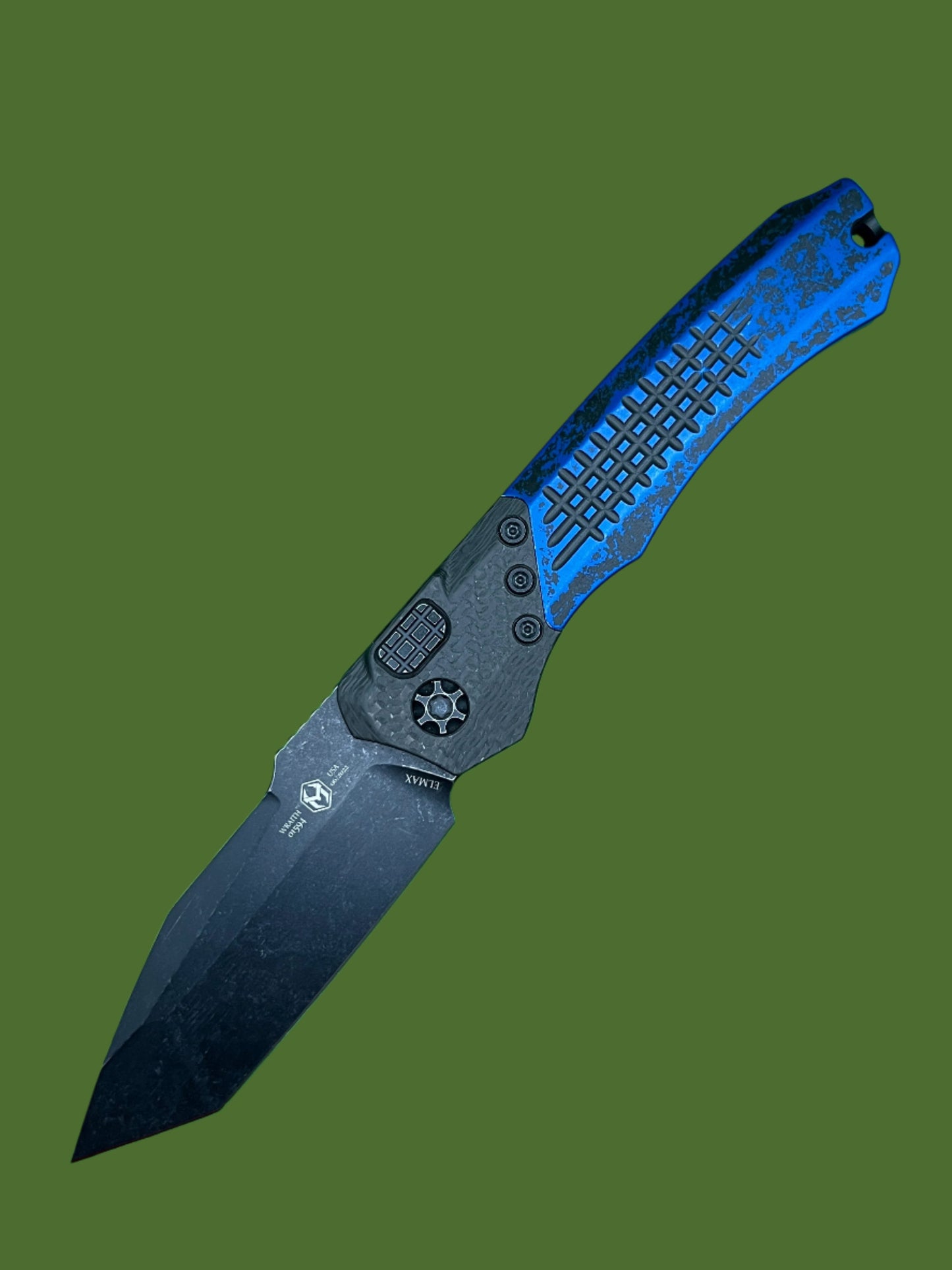 *Pre-Owned* Heretic Wraith Auto Breakthrough Blue Handle, Battleworn Blade