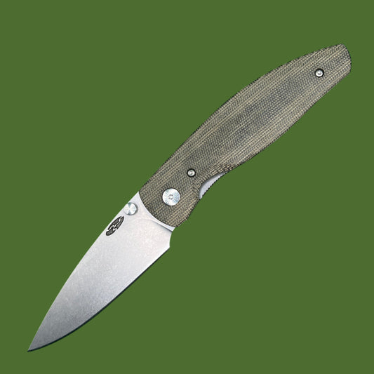 TRM Atom Linerlock OD Green 3D Contoured Micarta (Smooth)