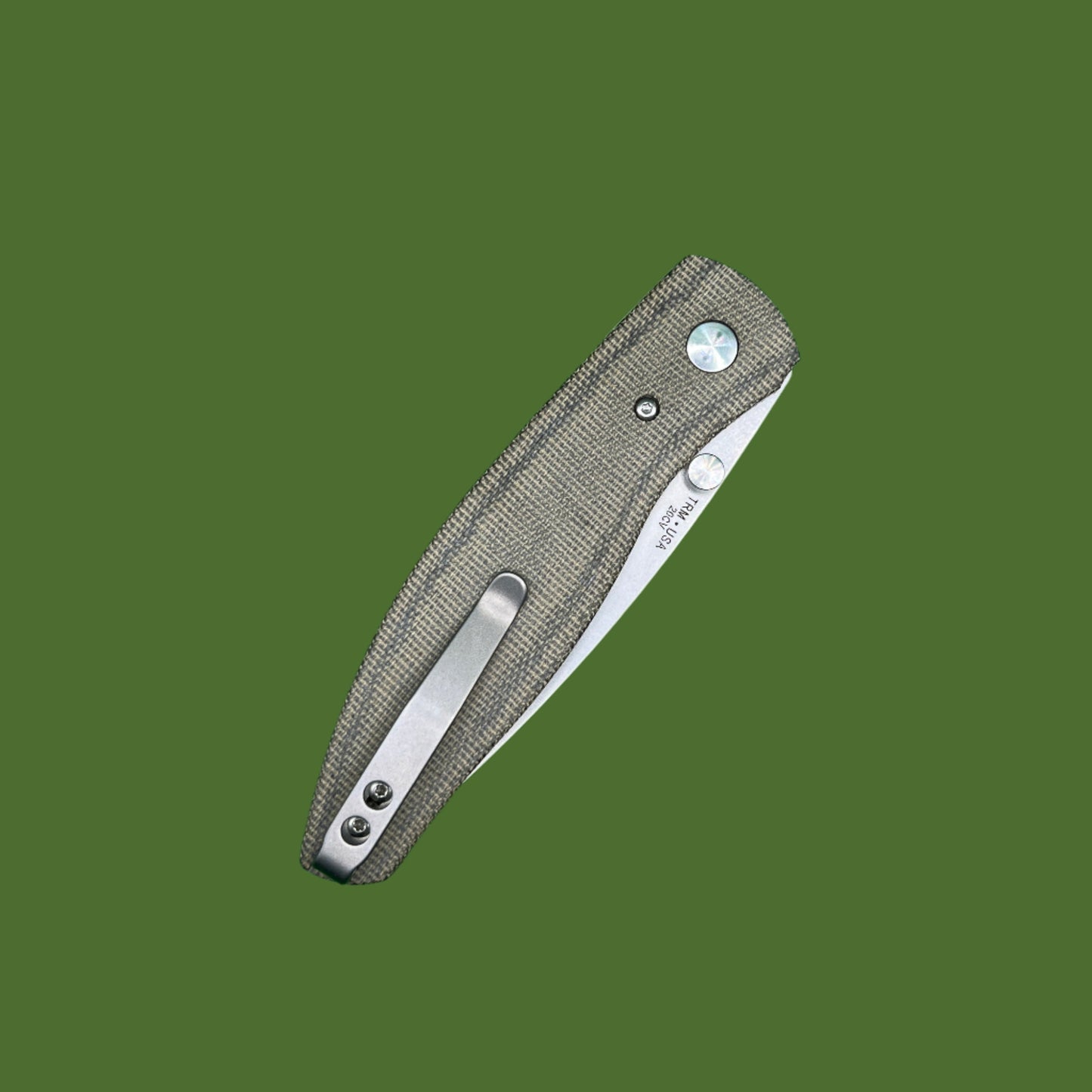 TRM Atom Linerlock OD Green 3D Contoured Micarta (Smooth)