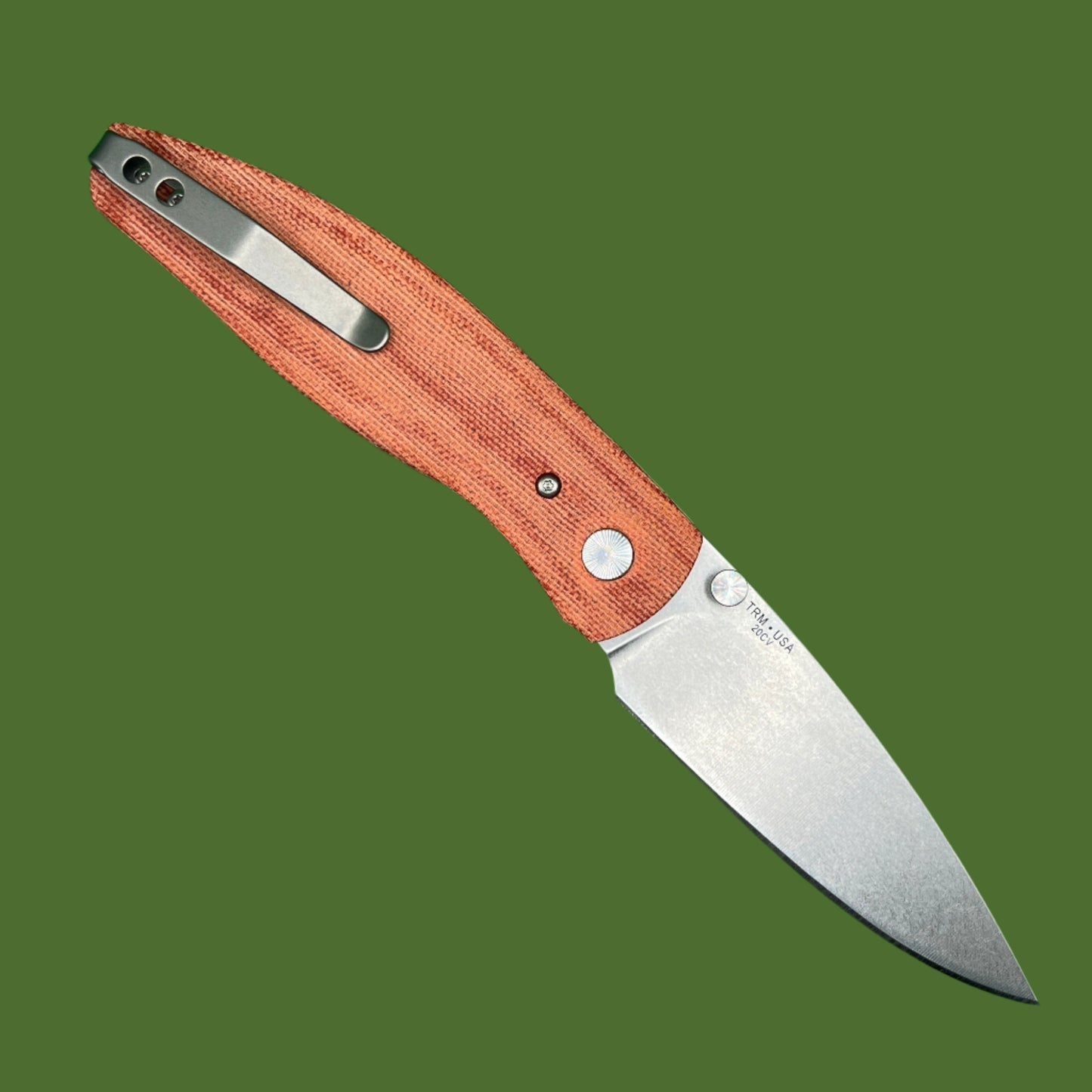 TRM Atom Linerlock 3D Contoured Autumn Orange Micarta (Smooth)