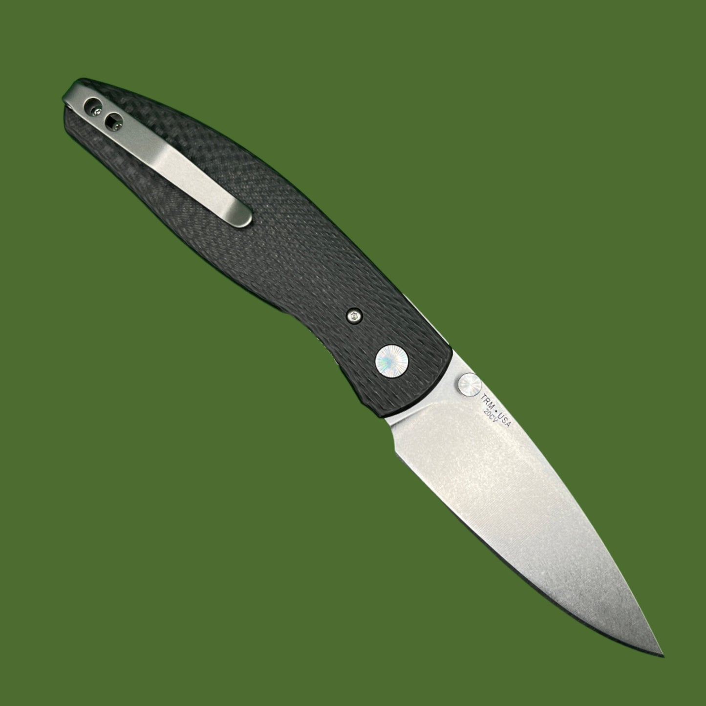 TRM Atom Linerlock 3D Carbon Fiber Lizard Skin Texture