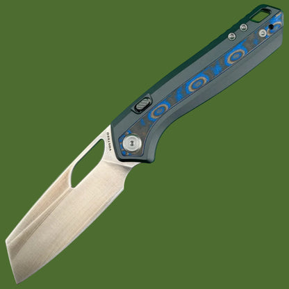 Vosteed Kroc 329 Top Linerlock (Grey Aluminum/Ocean Micarta Inlay/Satin Blade)