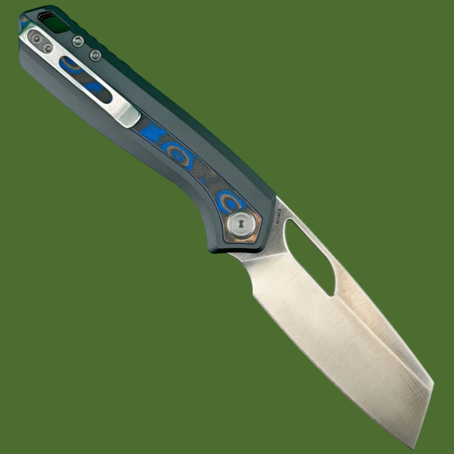 Vosteed Kroc 329 Top Linerlock (Grey Aluminum/Ocean Micarta Inlay/Satin Blade)
