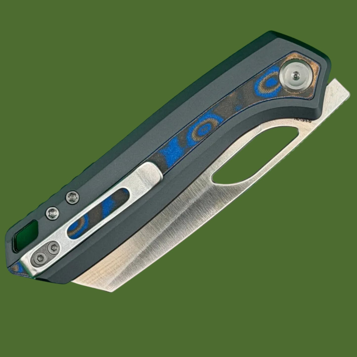 Vosteed Kroc 329 Top Linerlock (Grey Aluminum/Ocean Micarta Inlay/Satin Blade)