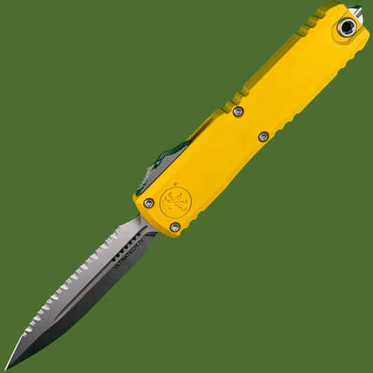 Microtech Ultratech D/E Gen IV Yellow Stonewash Full Serrated 11224-12YW
