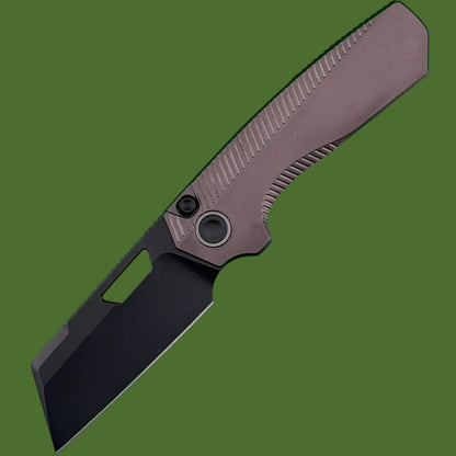 Vosteed Nip-L Top Linerlock Dark Reddish Purple Titanium (Black Stonewash Elmax Blade)