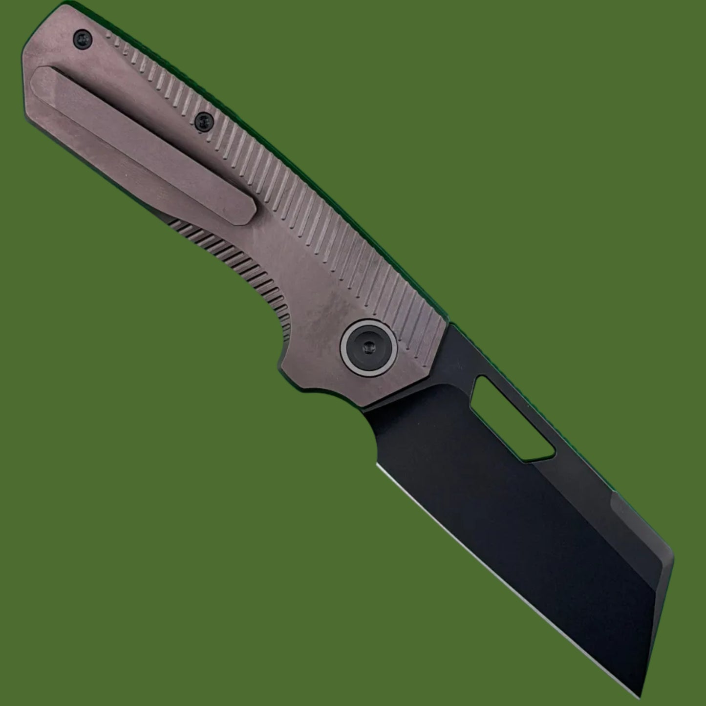 Vosteed Nip-L Top Linerlock Dark Reddish Purple Titanium (Black Stonewash Elmax Blade)