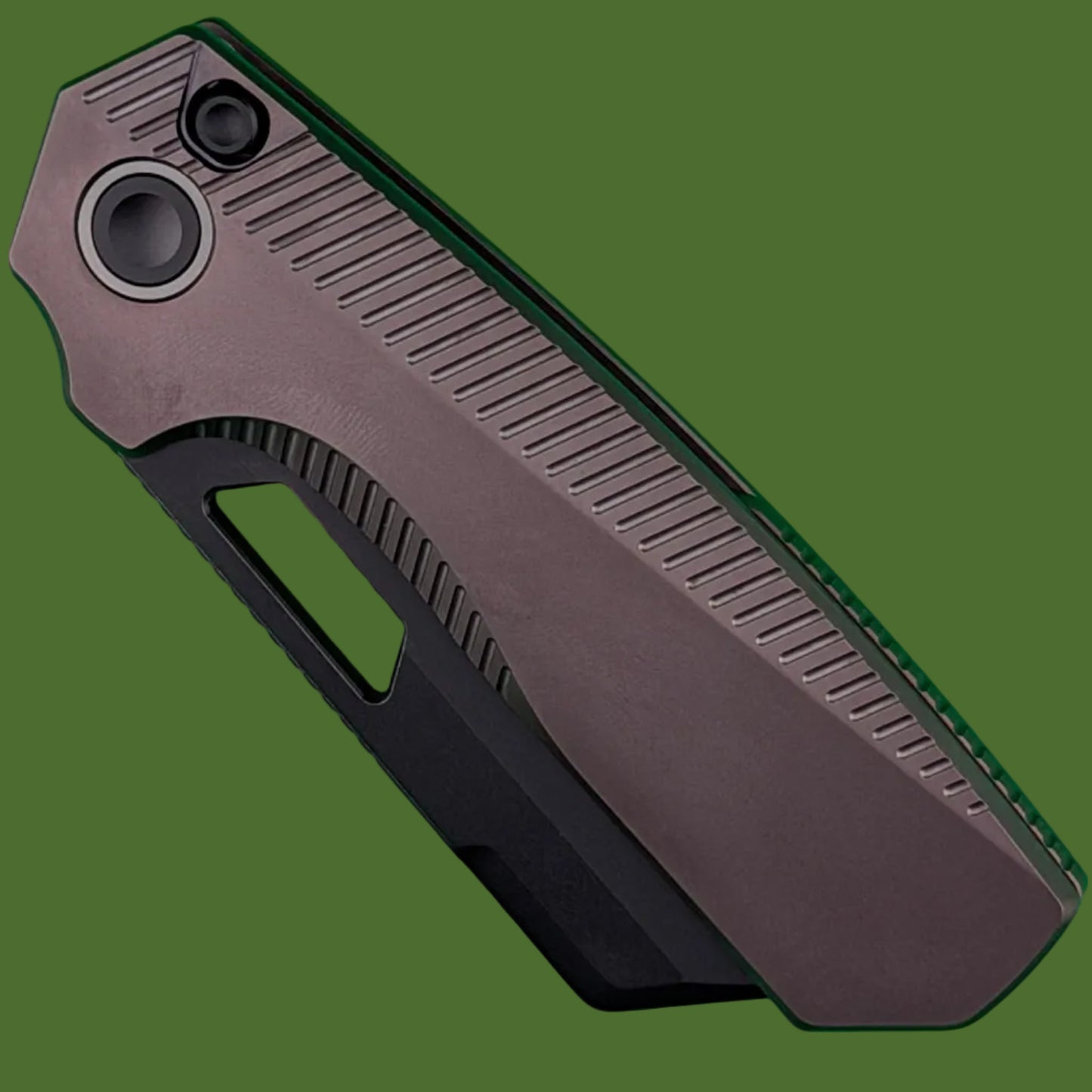 Vosteed Nip-L Top Linerlock Dark Reddish Purple Titanium (Black Stonewash Elmax Blade)