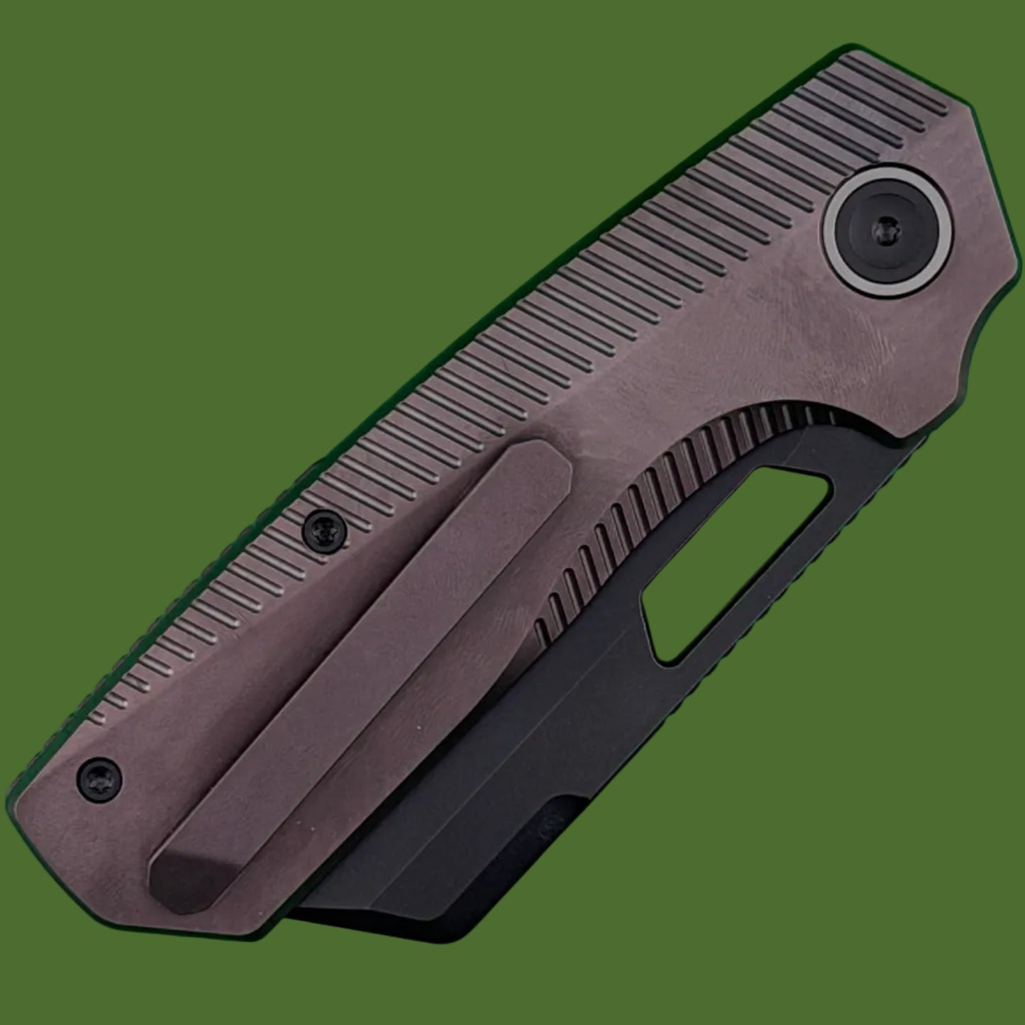 Vosteed Nip-L Top Linerlock Dark Reddish Purple Titanium (Black Stonewash Elmax Blade)
