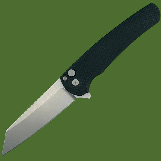 Protech Malibu Button Lock Flipper Textured Black Handle Reverse Tanto 5405